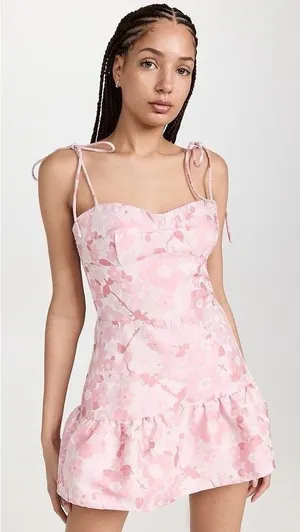 Amanda Uprichard Champagne Skirt Romper Cherry Blossom Brocade Coquette Medium thumbnail 1