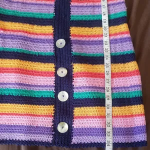 Farm Rio Sweater Dress XS Striped Short Sleeve Winter Summer Fall Boho Retro thumbnail 14