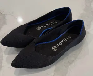 Rothy's The Point Black Solid Blue Halo Ballet Flat Women's 7.5 Slip On Comfort thumbnail 1
