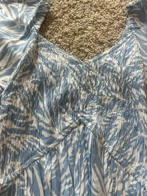 Japna blue floral blouse with ruffle sleeves thumbnail 2