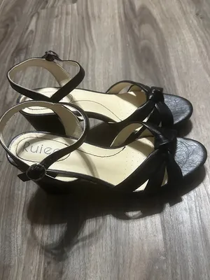 Black Knotted Leather Platform Block-Heel Sandals - Women's thumbnail 5