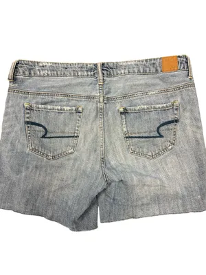 Y2K American Eagle Denim Shorts Size 10 Light Wash 2000s Style Distressed thumbnail 4