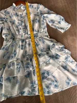 NWT The Shirt Rochelle Behrens Tiered Mini Dress White Blue Floral Women’s Small thumbnail 11