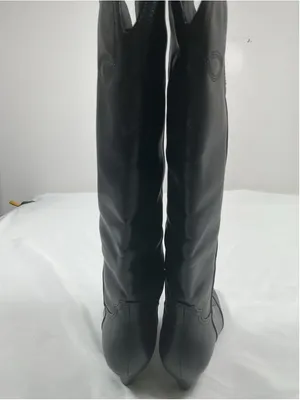 Woman’s Black Knee High Pull On Boots Square Toe Kitten Heel 9.5 thumbnail 5