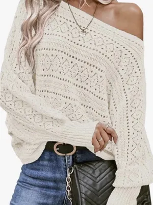 Evaless Crochet Boat Neck Long Sleeve Women’s Sweater Size S New With Tags thumbnail 2
