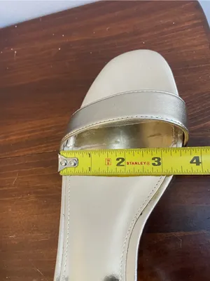 J. Crew Strappy Light Gold Low Block Heel Sandals thumbnail 5