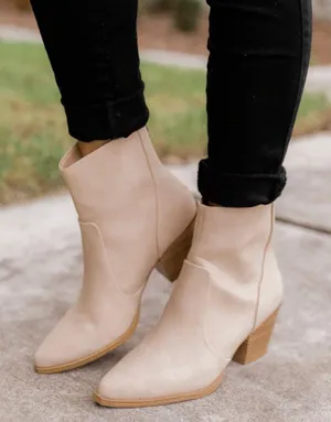 Soda Nude/Beige Chunky Heel Ankle Bootie thumbnail 1