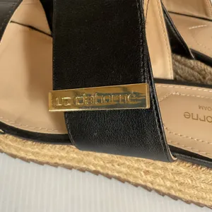 Liz Claiborne Black Espadrille Platform Sandals Size 6M Slide Wedge thumbnail 6
