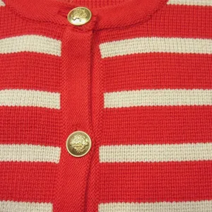 NWT J.Crew Emilie Sweater Lady Jacket in Red Ivory Stripe Knit Cardigan XS thumbnail 2