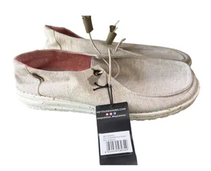 Hey Dude Wendy Chambray Slip On Shoes Sneakers White Nut NWT Womens Size 12 thumbnail 1