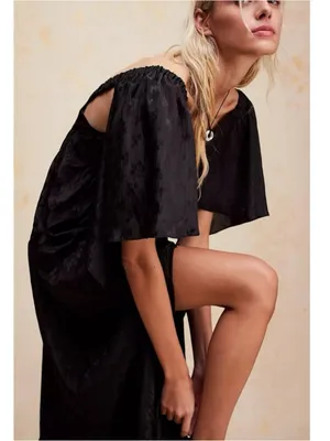 Free People Ethereal Witchy Fairy Cha Cha Maxi Dress Black Medium Bohemian Goth thumbnail 4