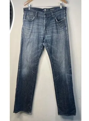 7 For All Mankind Jeans size 33 Blue Austyn Regular Fit Straight Leg Stretch thumbnail 1