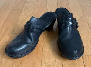 Born Leather Mules Clogs Woven Accent Comfortable Shoes‎ Size 10M Black thumbnail 1