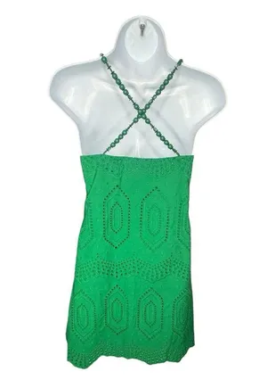 Hyacinth House NEW Green Eyelet Beaded Strap Mini Ibiza Cocktail Dress Size XS thumbnail 8