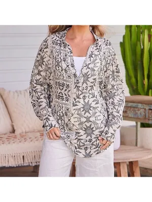 Free people Mia Boho Chic Tunic Viscose Tea Combo ivory/black women size small thumbnail 4