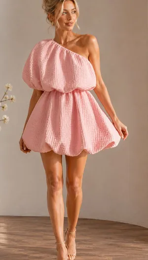 NWT - ASOS DESIGN Pink One Shoulder Bubble Dress - Size 0 thumbnail 1