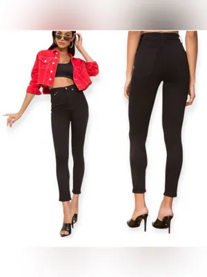 Agolde Roxanne Skinny Jeans 28 Black Minimalist Clean Girl Fall City Chic Scandi thumbnail 4
