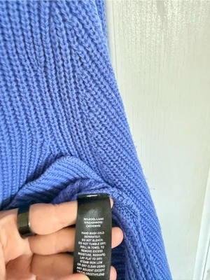 Lafayette 148 Wool & Cashmere Blue Knit Crewneck Sweater thumbnail 6
