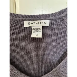 Athleta Womens Ribbed V-Neck Raglan Sweater ‎ Grey XS Long Sleeve Pullover thumbnail 3