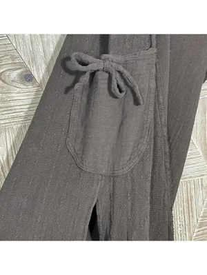 Brown Boho Chic Cotton Gauze Wide Leg Palazzo Pants Size Medium Lagenlook thumbnail 3