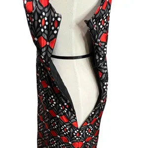 Milly Sheath Dress 2 Black Gray Red Silk Geometric‎ Sleeveless Modern Chic Party thumbnail 4