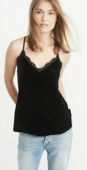 Abercrombie & Fitch‎ Black Velvet Lace Trim Cami thumbnail 1