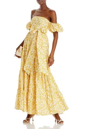 AQUA Floral Off-The-Shoulder Maxi Dress thumbnail 1