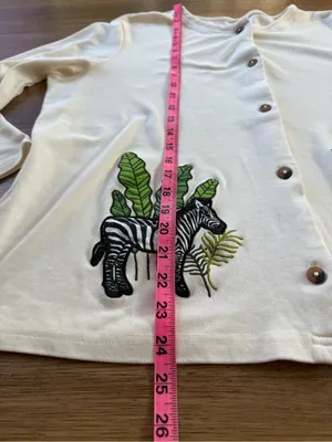 Blair Cream Embroidered Zebra Button Down Shirt XL Grandmacore Safari Animal thumbnail 8