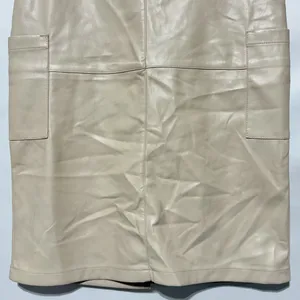 New Hunter & Brown Faux Leather Cargo Pocket Midi Pencil Skirt Beige Size Medium thumbnail 5
