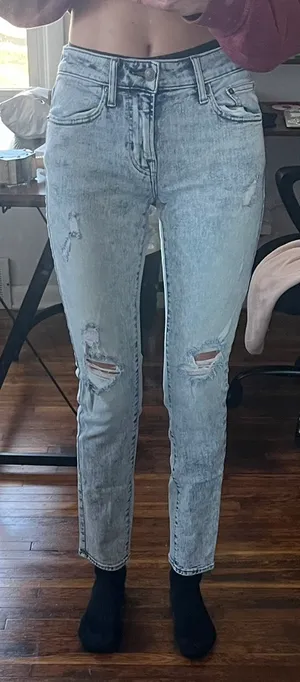 American Eagle Flex Straight Leg Whitewashed Jeans thumbnail 5
