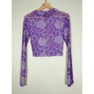Beetlejuice Strange‎ and Unusual Purple Mesh Long Sleeve Crop Top Sandworm Small thumbnail 6