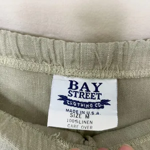 100% Linen Loose Fit Drawstring Sage Green Shorts Bay Street Clothing Size M thumbnail 3