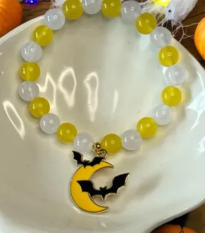Halloween Moon Bat Charm Bracelet Yellow thumbnail 1