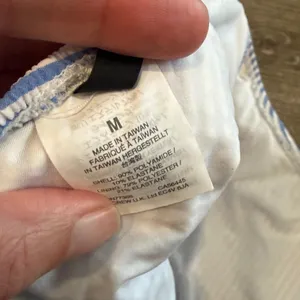 J. Crew seersucker one shoulder ruffle bikini set high waisted blue white Medium thumbnail 9