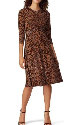 Donna Morgan Full Length Leopard Print‎ Dress Brown Women's Size 8 thumbnail 1