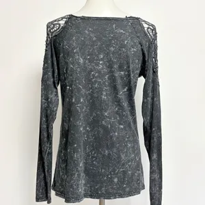 Maurices Silver Top Large Black Mineral Wash Crochet Lace Scroll Rhinestone L thumbnail 5