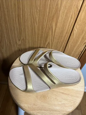CROCS Women’s Metallic Gold Multi-Strap Slide Sandals thumbnail 4