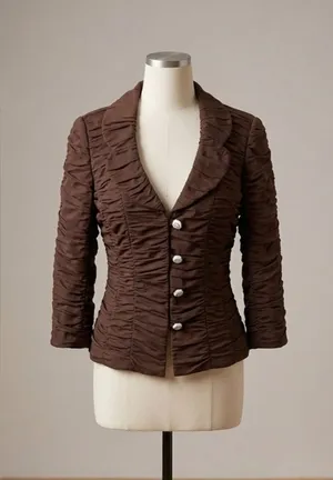 Cachet Brown Ruched Blazer Jacket Size 4 thumbnail 1