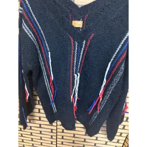 POL Black Multi Color Fring‎ V Neck Sweater Size Medium thumbnail 3