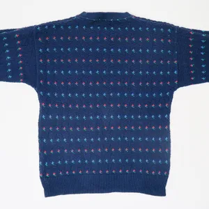 Vintage 80s American Eagle Outfitters Blue Knit Grandpa Sweater thumbnail 3