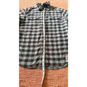 Carhartt Flannel Shirt Size M Blue Plaid Soft Fitted thumbnail 3
