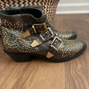 Lemare Italy Leather Ankle Cowboy Boots Metallic Green Gold 36 6 thumbnail 4