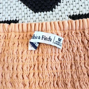 Abercrombie & Fitch Linen Blend Halter Crop Top in Light Orange Medium thumbnail 8