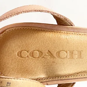 Coach Meg Leather with Snakeskin Tan Beige Leather Sandals Heels Shoes Women 9 thumbnail 12