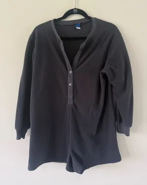Old Navy grey Long Sleeve fleece Romper Jumpsuit thumbnail 1