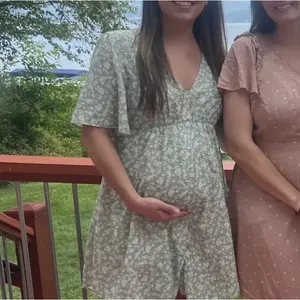 Soon Green Calico Babydoll Maternity Dress LARGE Cottage Prairie Designer $180 thumbnail 5