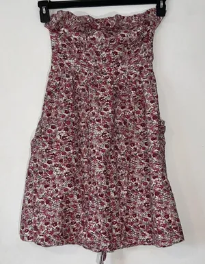 Fire Los Angeles Strapless Floral Mini Dress pockets Size M Prairie 100%‎ cotton thumbnail 1