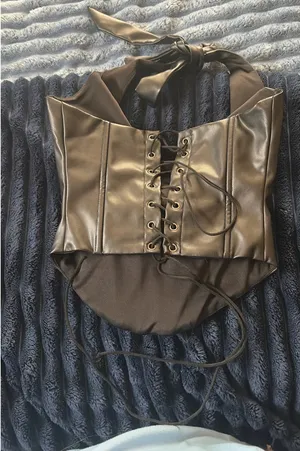 Windsor Black Leather Top Corset thumbnail 3