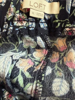 LOFT Navy Floral High-Low Skirt thumbnail 5
