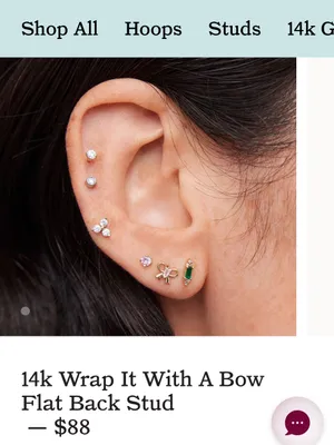 Rowan 14k Wrap It With A Bow Flat Back Stud Earring Gold thumbnail 2